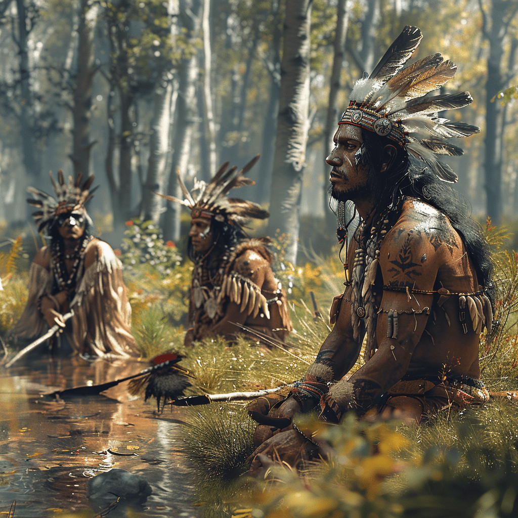 midstdalffa_Hyper_realistic_image_of_Indians_in_the_forest_c4754b94-cac0-4a46-9e34-0429a78cfb59